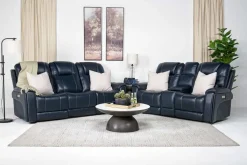 Echo 3 Power Console Loveseat In Rainier Walnut Leather