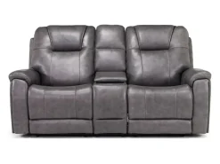 Echo 3 Power Console Loveseat In Rainier Walnut Leather