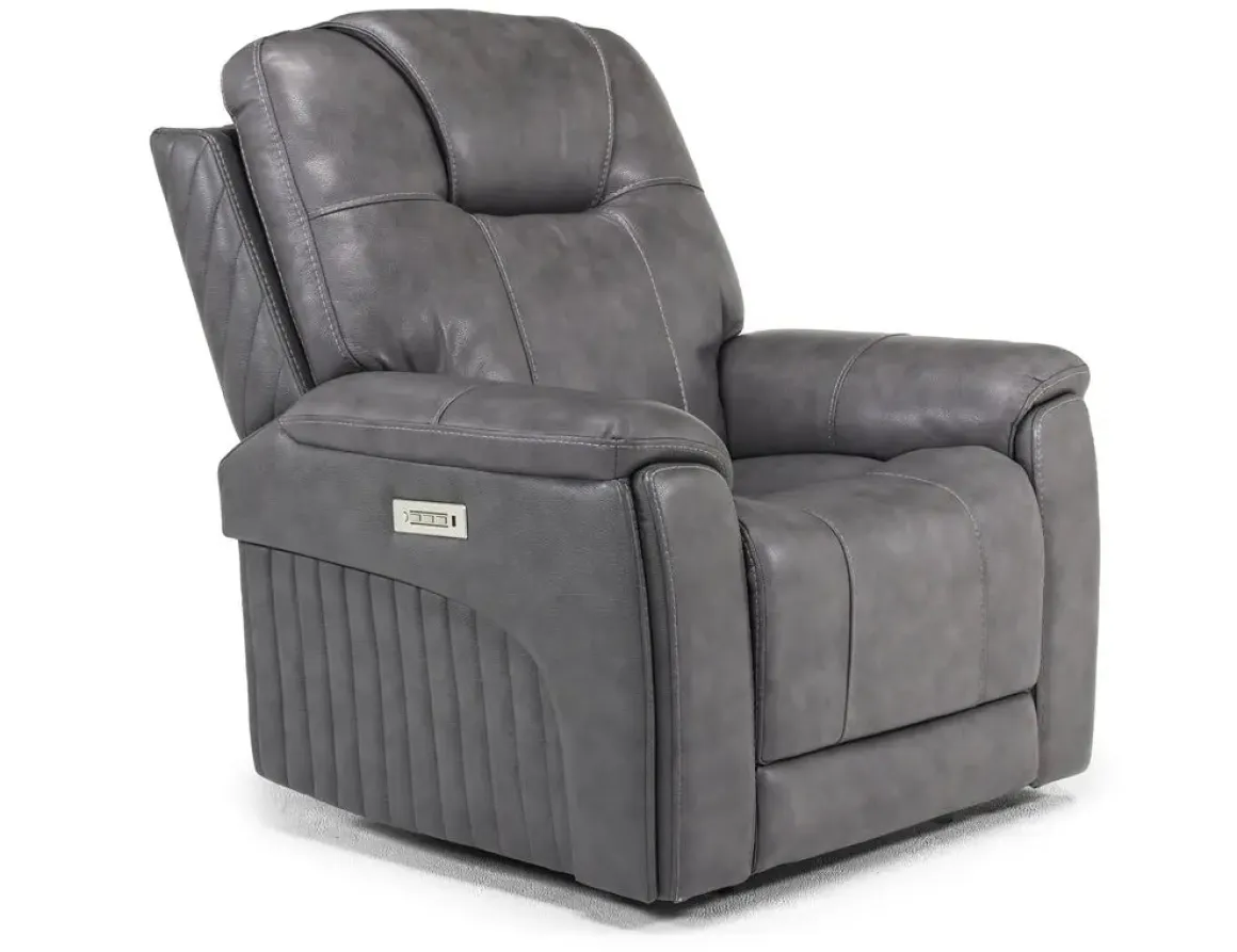 Echo 3 Power Recliner In Rainier Storm Leather