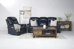 Echo 3 Power Theater Recliner W/ Immersive Sound In Rainer Storm Leather