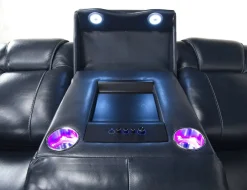 Echo 3 Power Theater Sofa W/ Immersive Sound In Rainier Walnut Leather