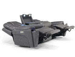 Echo 3 Power Theater Sofa W/ Immersive Sound In Rainier Walnut Leather