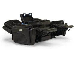 Echo 3 Power Theater Sofa W/ Immersive Sound In Rainier Walnut Leather