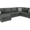 Edenfield Tux Loveseat Chaise Sectional In Charcoal, Left Facing