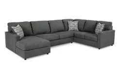 Edenfield Tux Loveseat Chaise Sectional In Charcoal, Left Facing