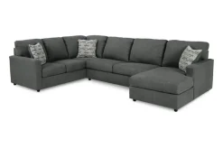 Edenfield Tux Loveseat Chaise Sectional In Charcoal, Left Facing