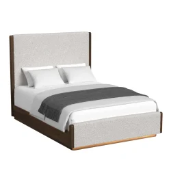 Elm Upholstered Bed W/ Lights In Brown, Queen