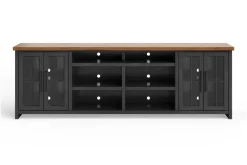 Eloise Media Console In Black & Whiskey, 66 Inch
