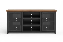 Eloise Media Console In Black & Whiskey, 66 Inch