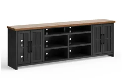 Eloise Media Console In Black & Whiskey, 66 Inch