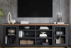 Eloise Media Console In Black & Whiskey, 66 Inch