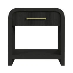 Emberly Panel Bed, Dresser, Mirror & Nightstand In Black, Twin