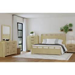 Emberly Panel Bed, Dresser, Mirror & Nightstand In Black, Twin