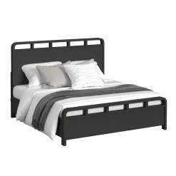 Emberly Panel Bed, Dresser, Mirror & Nightstand In Black, Twin