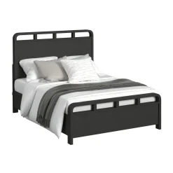 Emberly Panel Bed, Dresser, Mirror & Nightstand In Black, Twin