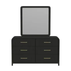 Emberly Panel Bed, Dresser, Mirror & Nightstand In Black, Twin