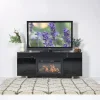 Enterprise Console W/ Fireplace Insert In Black, 72 Inch