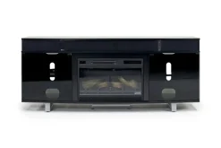 Enterprise Console W/ Fireplace Insert In Black, 72 Inch