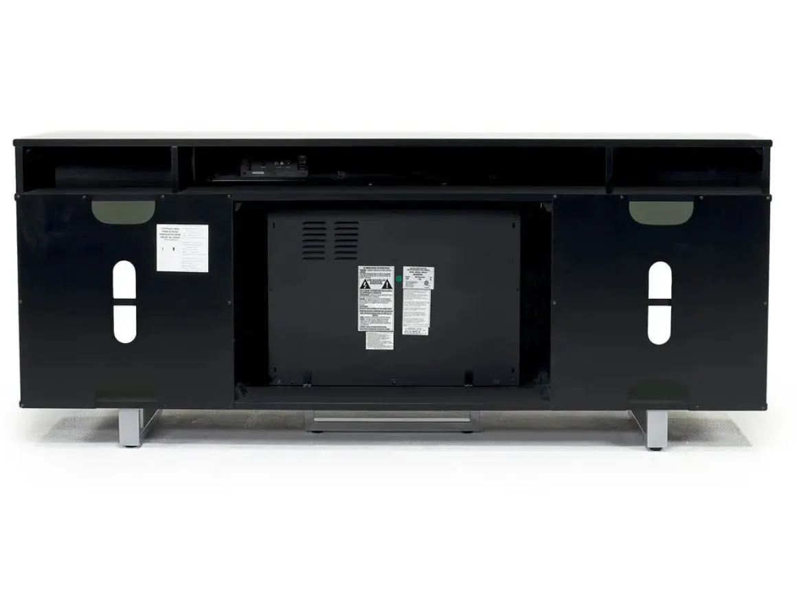 Enterprise Console W/ Fireplace Insert In Black, 72 Inch