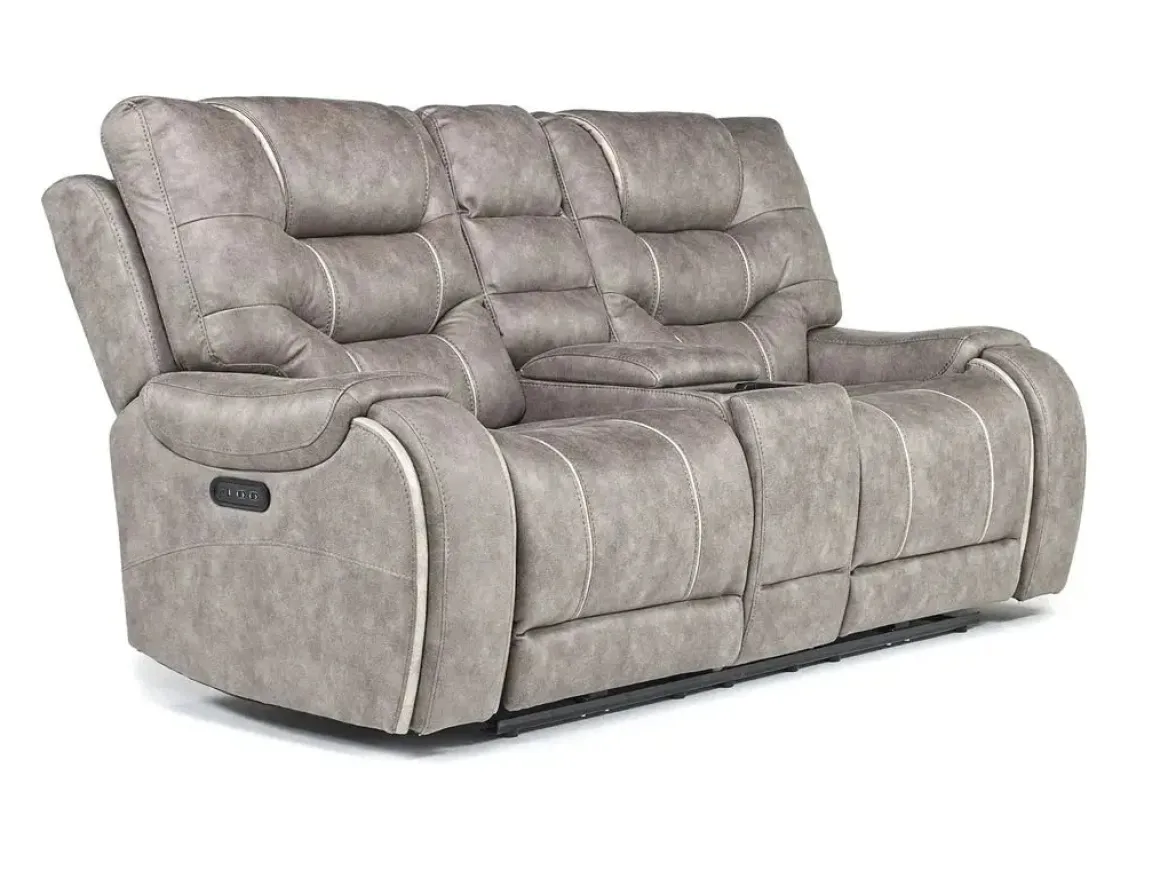 Estilo 2 Power Console Loveseat In Canyon Gray