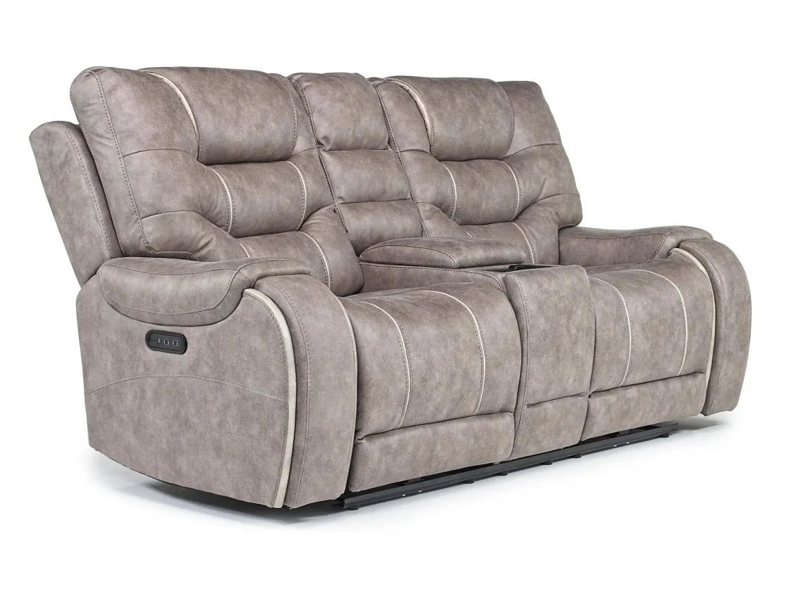 Estilo 2 Power Console Loveseat In Canyon Gray