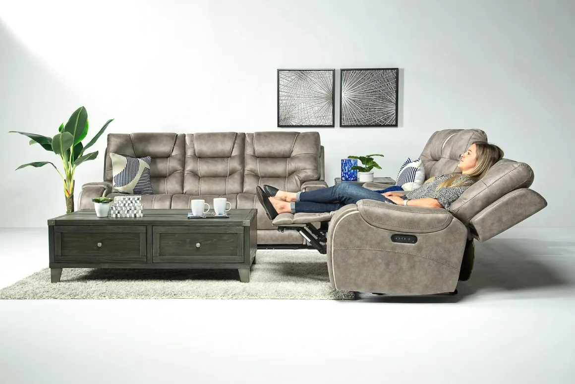 Estilo 2 Power Console Loveseat In Canyon Gray