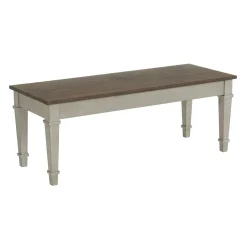 Farmington Dining Bench In Medium Brown/Washed Stone