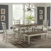 Farmington Dining Table, 4 Chairs & Bench In Medium Brown/Washed Stone