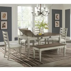 Farmington Dining Table In Medium Brown/Washed Stone