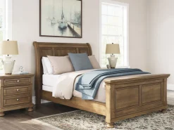 Feddinger Sleigh Bed In Medium Brown, Queen