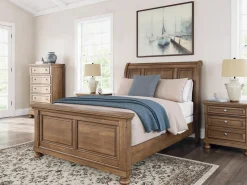Feddinger Sleigh Bed In Medium Brown, Queen