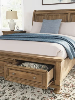 Feddinger Sleigh Bed With Storage In Medium Brown, Queen