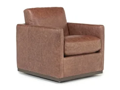 Flax Swivel Chair In Coffee Leather