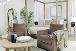 Flax Swivel Chair In Coffee Leather