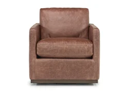 Flax Swivel Chair In Coffee Leather