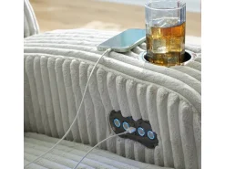 Forest Lake 2 Power Sofa W/ Drop Down Table In Alloy