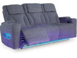 Forest Lake 2 Power Sofa W/ Drop Down Table In Alloy