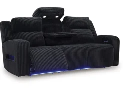 Forest Lake 2 Power Sofa W/ Drop Down Table In Alloy