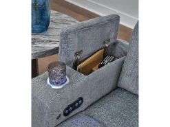 Forest Lake 2 Power Sofa W/ Drop Down Table In Alloy