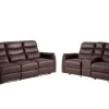 Forte Reclining Sofa & Console Loveseat In Dark Brown
