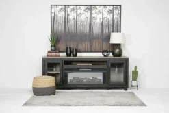 Foyland Fireplace Console In Black/Brown