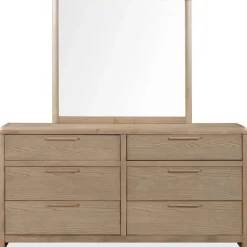 Furano Upholstered Bed, Dresser, Mirror & 1 Drawer Nightstand In Ginger, Full