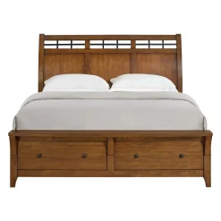 Gage Sleigh Bed W/ Storage In Chestnut, Queen
