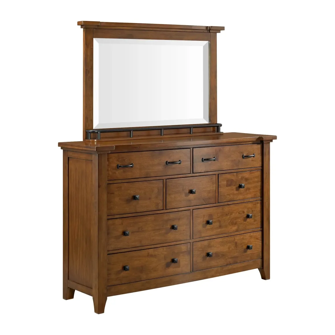 Gage Sleigh Bed W/ Storage, Dresser, Mirror & Nightstand In Chestnut, Queen