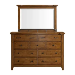 Gage Sleigh Bed W/ Storage, Dresser, Mirror & Nightstand In Chestnut, Queen