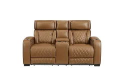 Gallington 2 Power Console Loveseat In Brown