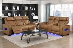 Gallington 2 Power Console Loveseat In Brown