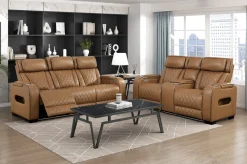 Gallington 2 Power Console Loveseat In Brown