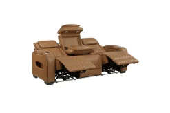 Gallington 2 Power Sofa W/ Drop Down Console In Brown