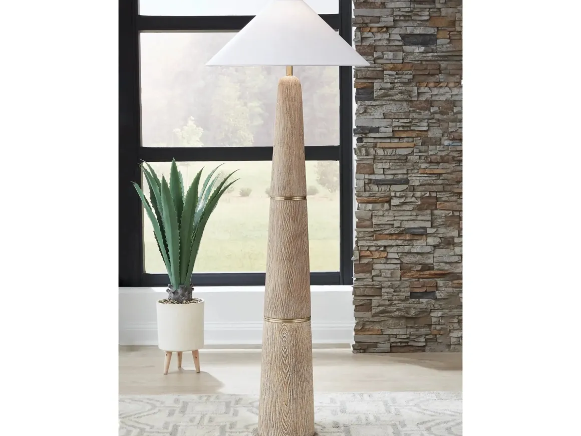 Gasparleigh Floor Lamp In Natural Brown